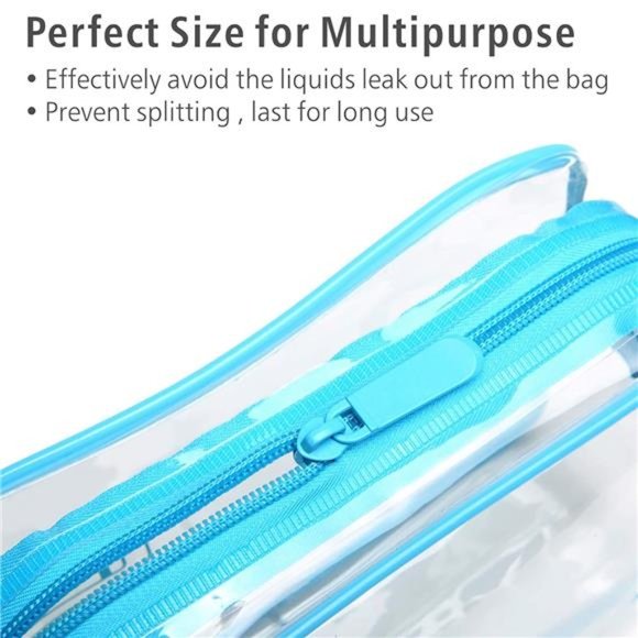 Clear Makeup Bag, Waterproof TSA Approved Toiletry Bag Quart Size Bag Blue - Picture 6 of 6